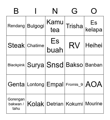 Untitled Bingo Card