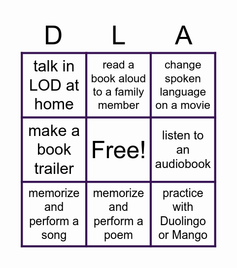 summer listening & speaking Bingo Card