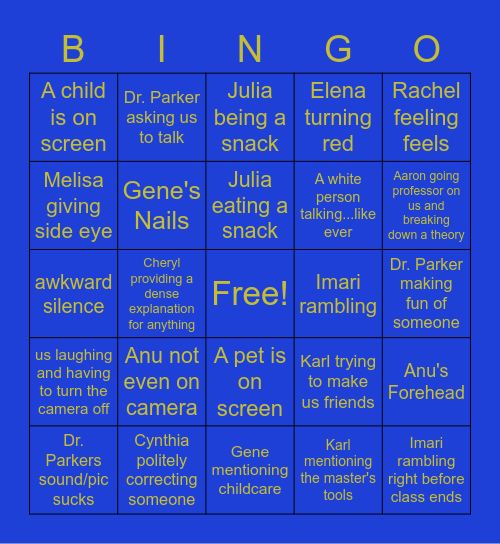 UMass B Bingooooooo! Bingo Card