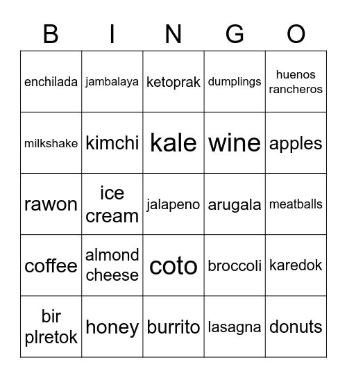 LONTE KOREA JIAYOU Bingo Card