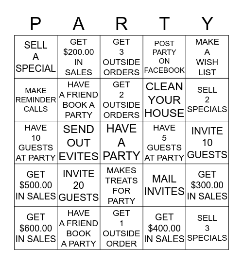 Thirty- one Host  a P A R T Y and get a PRIZE! Bingo Card