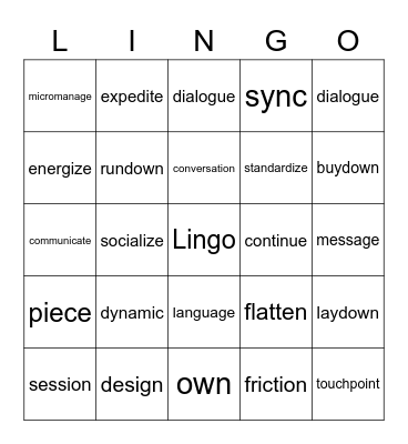 CG LINGO Bingo Card