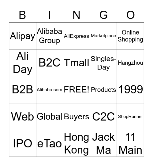 Alibaba Bingo Card