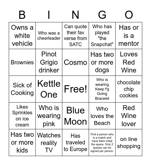 Girlfriend Bingo Card