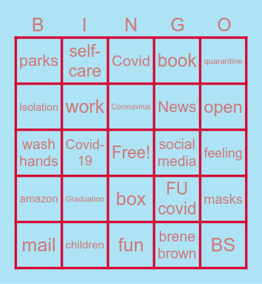 FU Covid Bingo- AG Bingo Card