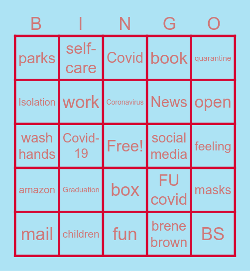 FU Covid Bingo- AG Bingo Card