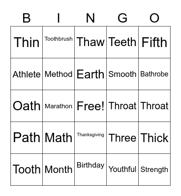 TH Bingo Card
