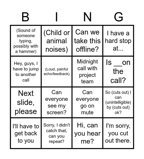 Factory Bingo Card