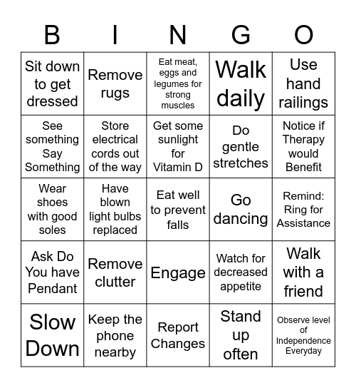 Falls Bingo Card