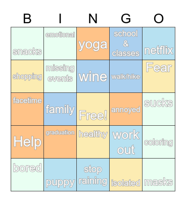 FU-COVID Party Bingo Card