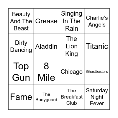 Film Rock N Roll Bingo Card