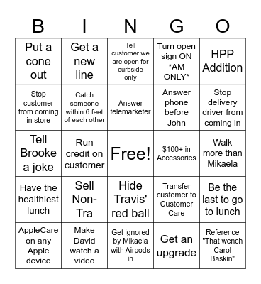 Cellcom Bingo!! Bingo Card