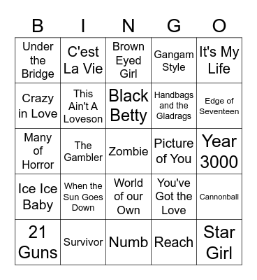 Music Bingo Card