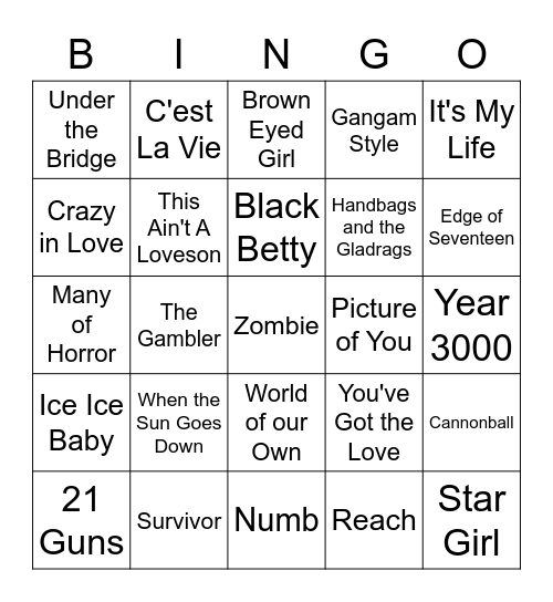 Music Bingo Card