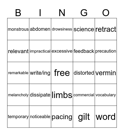 METAMORPHOSIS BINGO Card