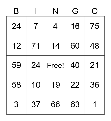 C. Marshall Bingo Card