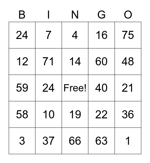 C. Marshall Bingo Card