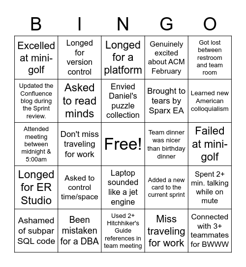 DA&M Bingo Card