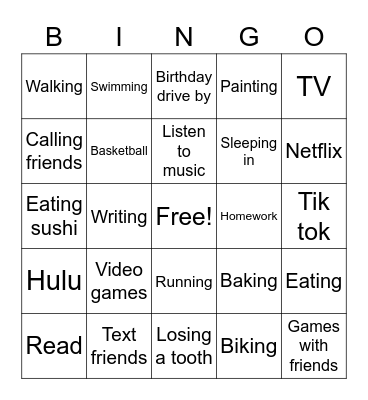 RACERS 4/5 Bingo Card