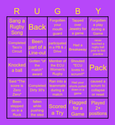ECU Women's Bingo Card