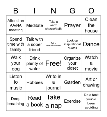 Self-Care Bingo! Bingo Card