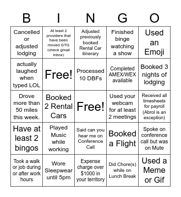 April 25- May1 Onyx MD Bingo Card