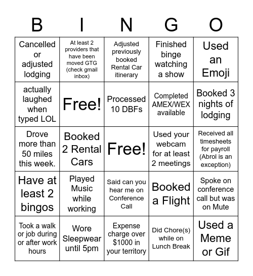 April 25- May1 Onyx MD Bingo Card