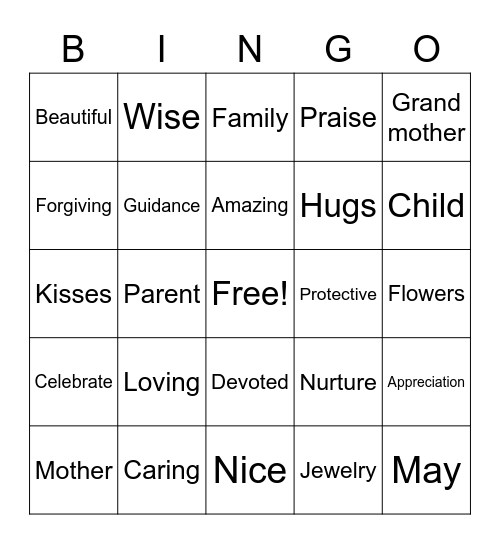 Mother's Day Bingo Card