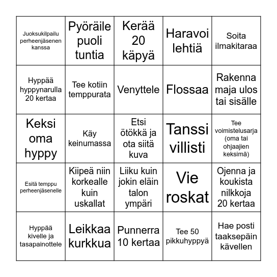 Supernovan bingo Card