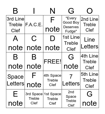 Music is Fun! Bingo Card