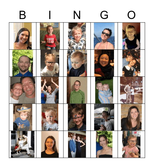 Family Picture Bingo Card