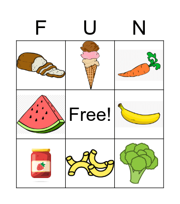 Food Fun Bingo Card