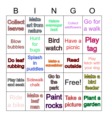 Outdoor Bingo Card