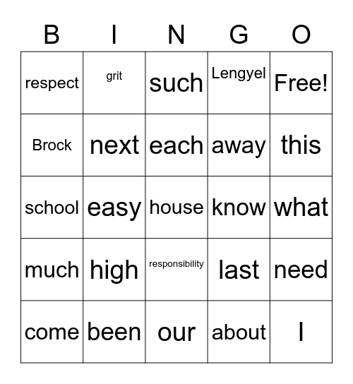 Snap Word Bingo #2 Bingo Card