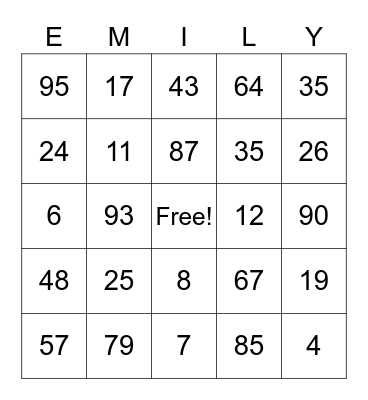 Birthday Bingo Card