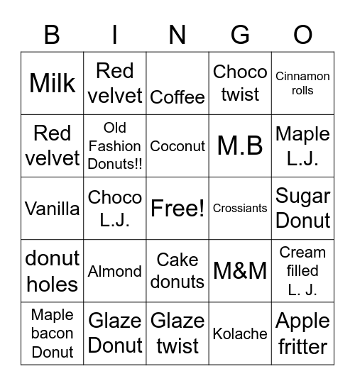 Mr.Donuts Bingo Card