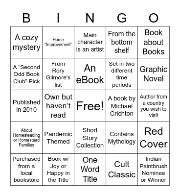 Book Bingo 2020 Bingo Card