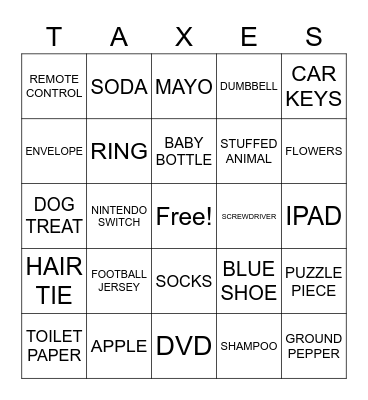 TAX TEAM BINGO Card