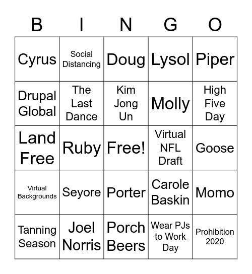 Aten Quarantine Bingo - Week 7 Bingo Card