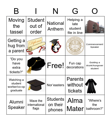 Commencement Bingo Card