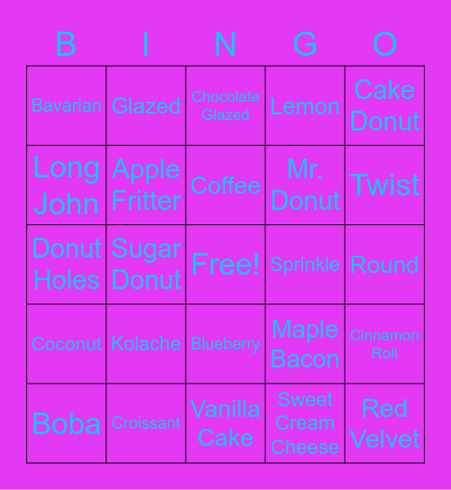 Mr. Donut's BINGO Card