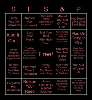 SFHS Band Bingo Card
