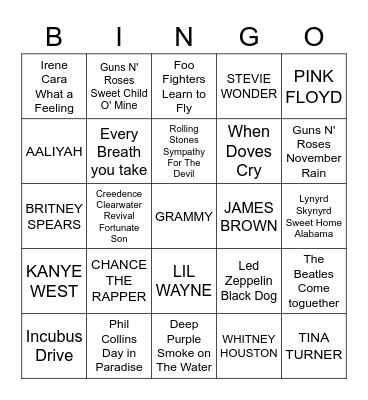 MUSIC Bingo Card