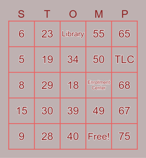 Number Bingo 1-75 Bingo Card