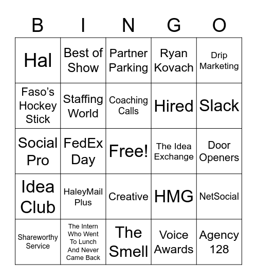 Haley Bingo Card