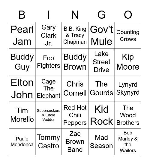 Dan's Favorites Bingo Card