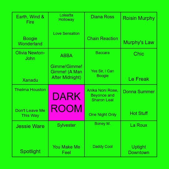 DISCO BINGO Card