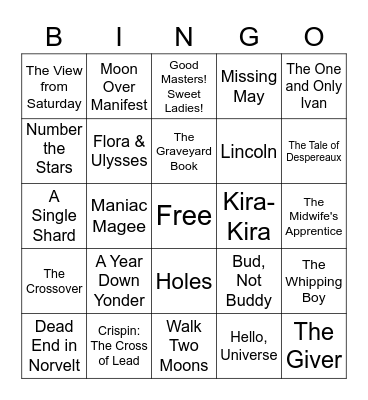 Newbery Medal Winners Bingo Card