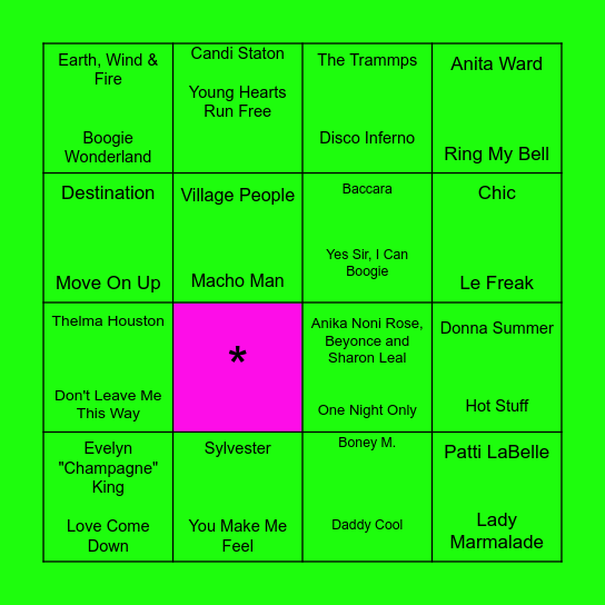 DISCO BINGO Card