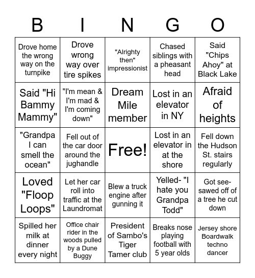 Who you talking 'bout? Bingo Card